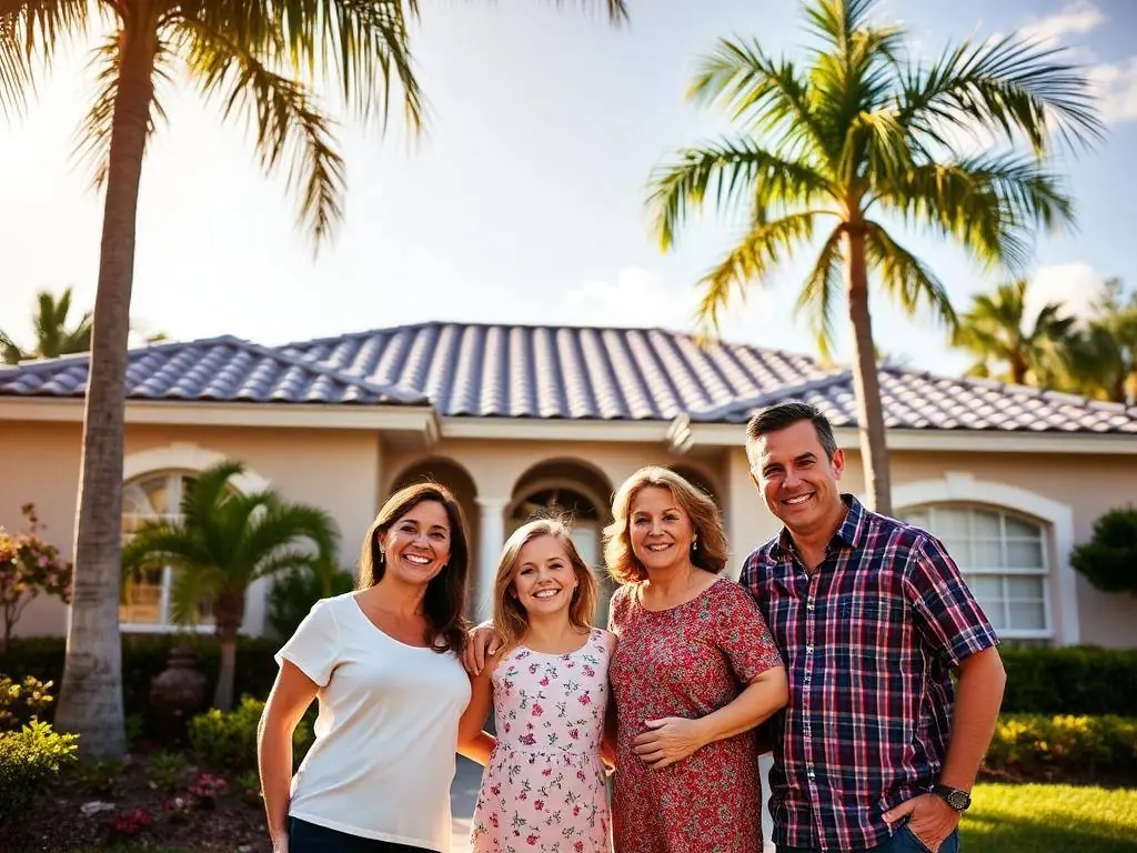 Florida family in front of their protected home